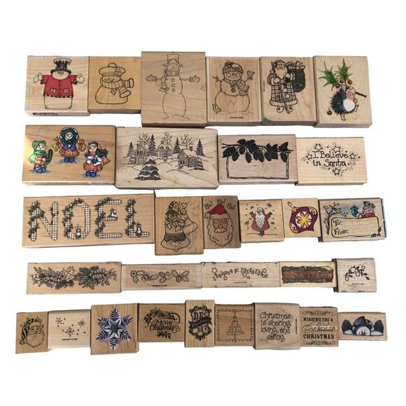 Lot of 45 Rubber Stamps Christmas Winter Holidays - Picture 1 of 6